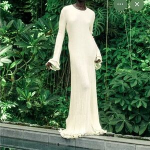 H&M Cream Long Sleeve Maxi Dress